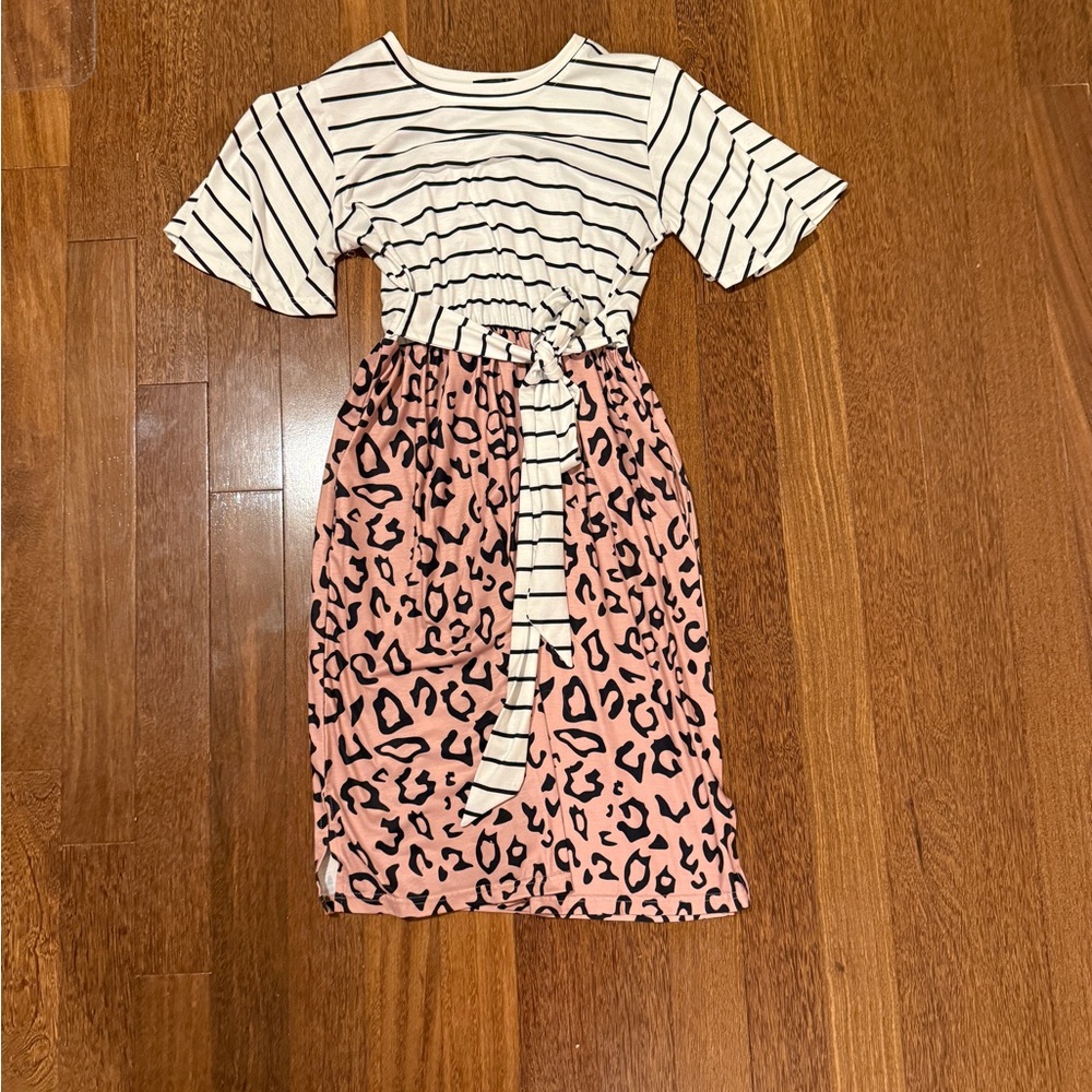 Striped and Leopard Print Dress